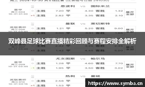 双峰县足球比赛直播精彩回顾与赛程安排全解析