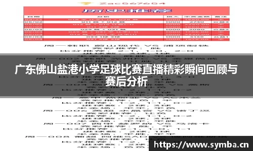 广东佛山盐港小学足球比赛直播精彩瞬间回顾与赛后分析